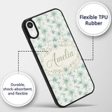 Soft Teal Starflower Watercolor Floral Seamless Custom Name Protective Phone Case Mobile Cover Durable Everyday Smartphone Shock Resistant