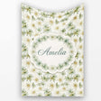 Elegant Cream and Green Botanical Floral Seamless Pattern Lovely  Personalised Custom Name Super Soft Fleece Blanket Bed Sofa Throw