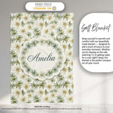 Elegant Cream and Green Botanical Floral Seamless Pattern Lovely  Personalised Custom Name Super Soft Fleece Blanket Bed Sofa Throw