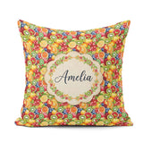 Custom Name Vibrant Mixed Citrus and Berry Fruit Seamless Lovely Square Filled Cushion Throw Pillow Sofa Bed Home Decor Zip Washable UK Made