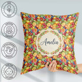 Custom Name Vibrant Mixed Citrus and Berry Fruit Seamless Lovely Square Filled Cushion Throw Pillow Sofa Bed Home Decor Zip Washable UK Made
