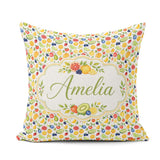 Custom Name Hand Drawn Mixed Fruit Illustration Seamless Pattern Square Filled Cushion Throw Pillow Sofa Bed Home Decor Zip Washable UK Made
