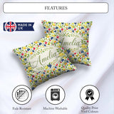Custom Name Watercolor Citrus and Berry Botanical Pattern Lovely Square Filled Cushion Throw Pillow Sofa Bed Home Decor Zip Washable UK Made