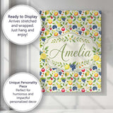 Personalised Name Watercolor Citrus and Custom  Modern Room Accent Elegant Feature Canvas Wall Art Print Decor Picture Ready to Hang