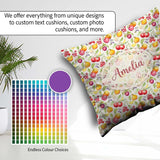 Custom Name Fresh Apple Pear and Cherry Seamless Pattern Lovely Square Filled Cushion Throw Pillow Sofa Bed Home Decor Zip Washable UK Made