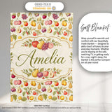 Vintage Botanical Orchard Fruits and Leaves Seamless Pattern Lovely  Personalised Custom Name Super Soft Fleece Blanket Bed Sofa Throw