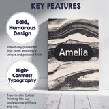 Personalised Name Fine Line Topography Black Cream Abstract Contour Custom Canvas Wall Art Print Decor Picture Ready to Hang