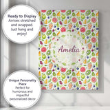 Personalised Name Soft Watercolor Apple Custom  Modern Room Accent Elegant Feature Canvas Wall Art Print Decor Picture Ready to Hang