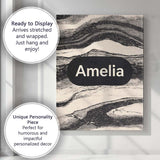 Personalised Name Fine Line Topography Black Cream Abstract Contour Custom Canvas Wall Art Print Decor Picture Ready to Hang