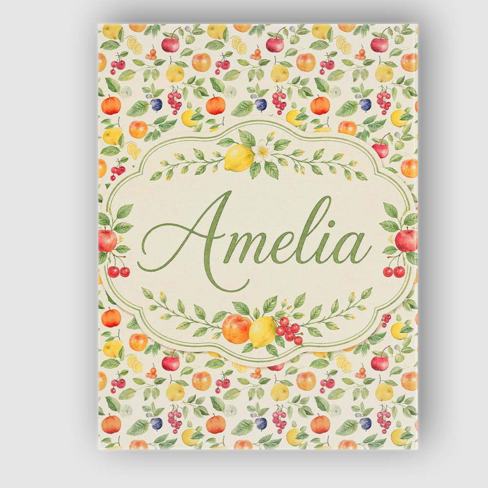 Personalised Name Fresh Citrus Kiwi and Custom  Modern Room Accent Elegant Feature Canvas Wall Art Print Decor Picture Ready to Hang