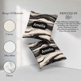 Custom Name Fine Topography Black Cream Abstract Contour Pattern Square Filled Cushion Throw Pillow Sofa Bed Home Decor Zip Washable UK Made