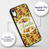 Rich Vintage Mixed Fruit Basket Seamless Pattern Custom Name Protective Phone Case Mobile Cover Durable Everyday Smartphone Shock Resistant