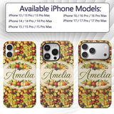 Rich Vintage Mixed Fruit Basket Seamless Pattern Custom Name Protective Phone Case Mobile Cover Durable Everyday Smartphone Shock Resistant