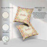 Custom Name Delicate Pastel Mixed Fruit Seamless Pattern Lovely Square Filled Cushion Throw Pillow Sofa Bed Home Decor Zip Washable UK Made