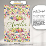 Colorful Watercolor Exotic Fruit Mix with Citrus and Berries Lovely  Personalised Custom Name Super Soft Fleece Blanket Bed Sofa Throw
