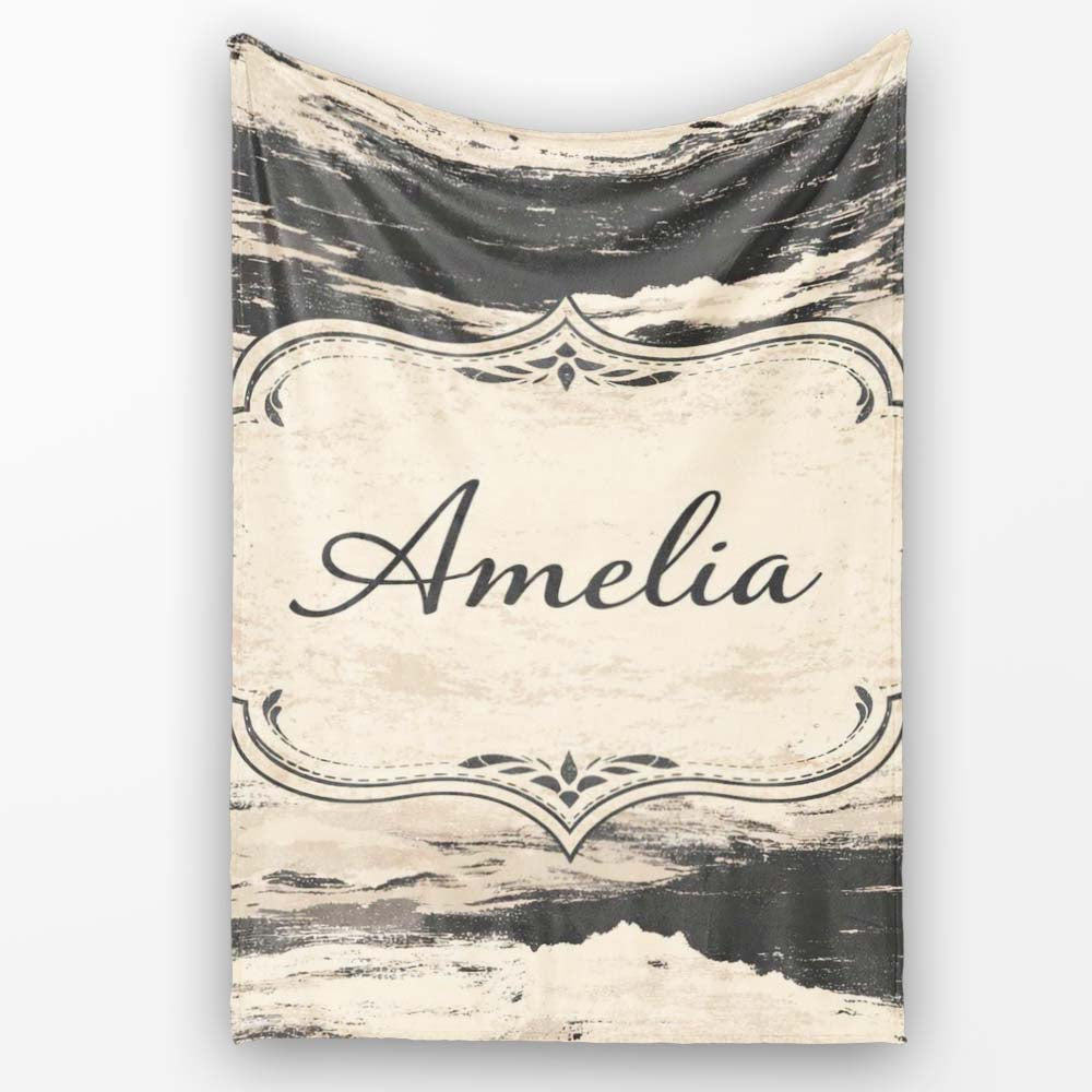 Layered Stone Strata Black Cream Abstract Texture Pattern Lovely  Personalised Custom Name Super Soft Fleece Blanket Bed Sofa Throw