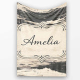 Layered Stone Strata Black Cream Abstract Texture Pattern Lovely  Personalised Custom Name Super Soft Fleece Blanket Bed Sofa Throw