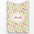 Vintage Style Orchard Fruits and Blossoms Seamless Pattern Lovely  Personalised Custom Name Super Soft Fleece Blanket Bed Sofa Throw