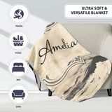 Layered Stone Strata Black Cream Abstract Texture Pattern Lovely  Personalised Custom Name Super Soft Fleece Blanket Bed Sofa Throw
