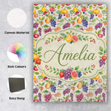 Personalised Name Fresh Watercolor Grapes Custom  Unique Gift Idea Elegant Feature Canvas Wall Art Print Decor Picture Ready to Hang