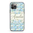 Soft Blue Hydrangea Floral Decorative Design Custom Name Protective Phone Case Mobile Cover Durable Everyday Smartphone Shock Resistant