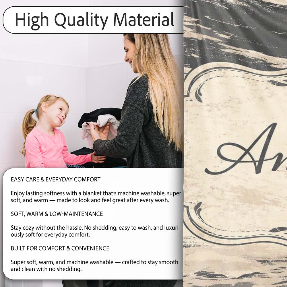 Layered Stone Strata Black Cream Abstract Texture Pattern Lovely  Personalised Custom Name Super Soft Fleece Blanket Bed Sofa Throw