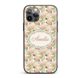 Soft Pink and Cream Hydrangea Botanical Seamless Custom Name Protective Phone Case Mobile Cover Durable Everyday Smartphone Shock Resistant