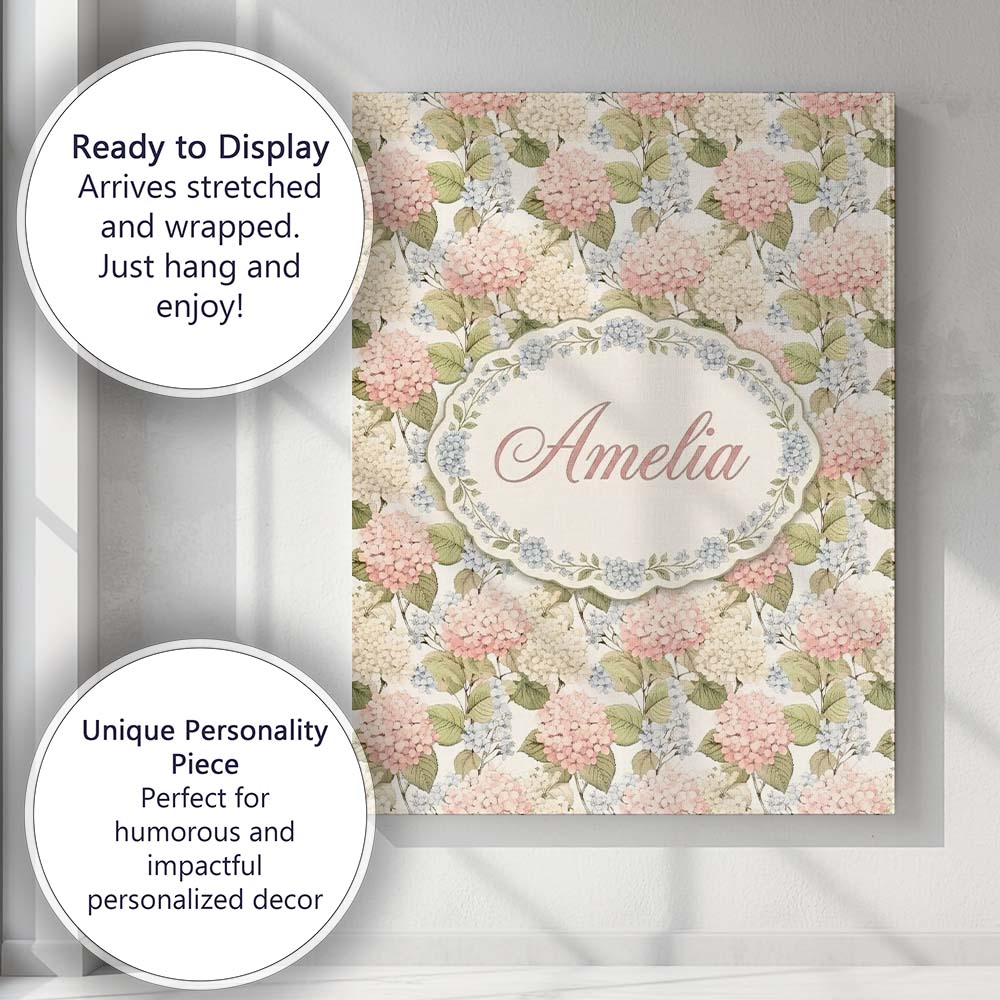 Personalised Name Soft Pink and Cream Custom Modern Room Accent Creative Decorator Style Canvas Wall Art Print Decor Picture Ready to Hang