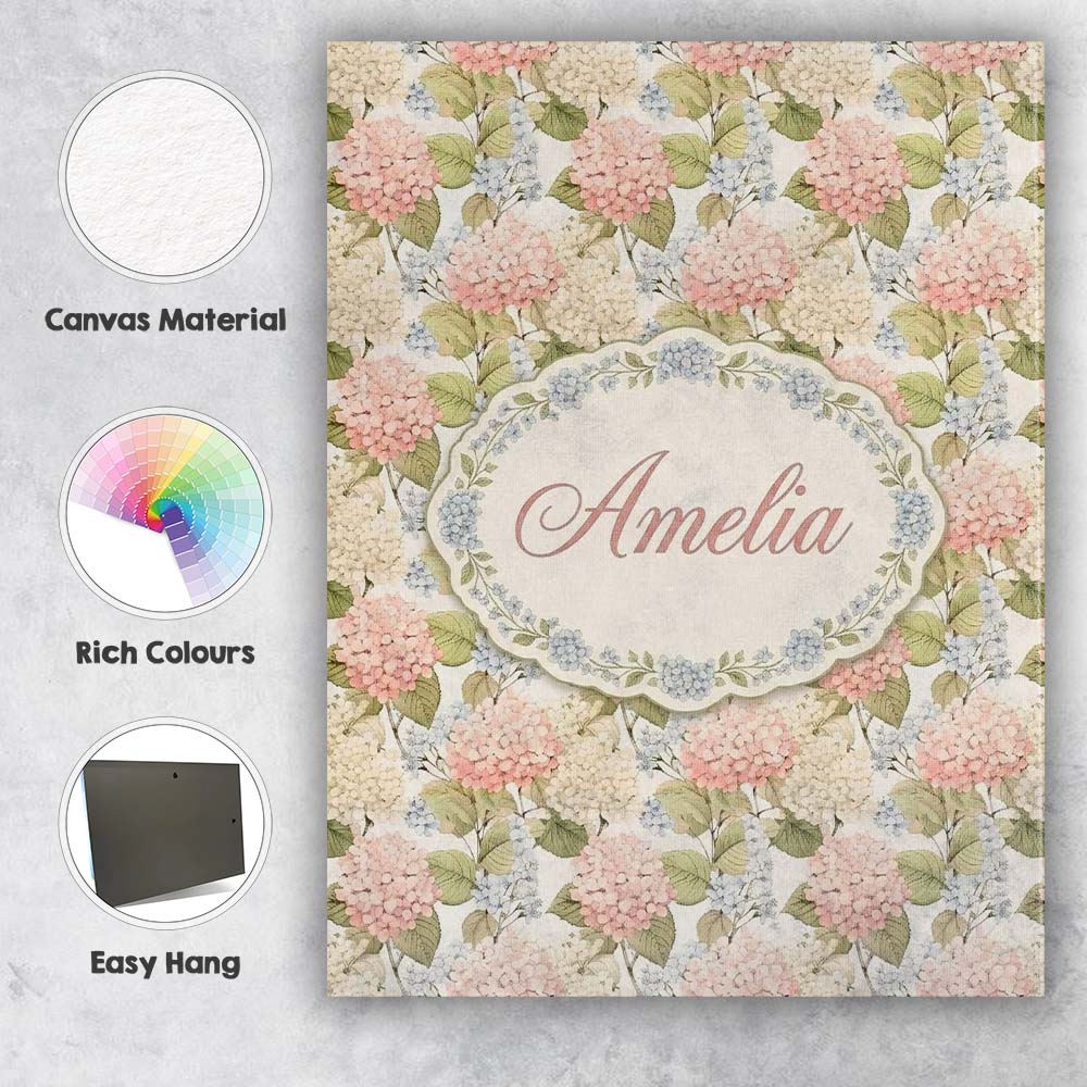 Personalised Name Soft Pink and Cream Custom Modern Room Accent Creative Decorator Style Canvas Wall Art Print Decor Picture Ready to Hang