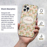 Soft Pink and Cream Hydrangea Botanical Seamless Custom Name Protective Phone Case Mobile Cover Durable Everyday Smartphone Shock Resistant