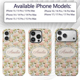 Soft Pink and Cream Hydrangea Botanical Seamless Custom Name Protective Phone Case Mobile Cover Durable Everyday Smartphone Shock Resistant