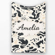 Abstract Organic Blobs Black Beige Modern Artistic Pattern Lovely  Personalised Custom Name Super Soft Fleece Blanket Bed Sofa Throw