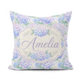 Custom Name Dreamy Lavender Blue Hydrangea Floral Pattern Lovely Square Filled Cushion Throw Pillow Sofa Bed Home Decor Zip Washable UK Made
