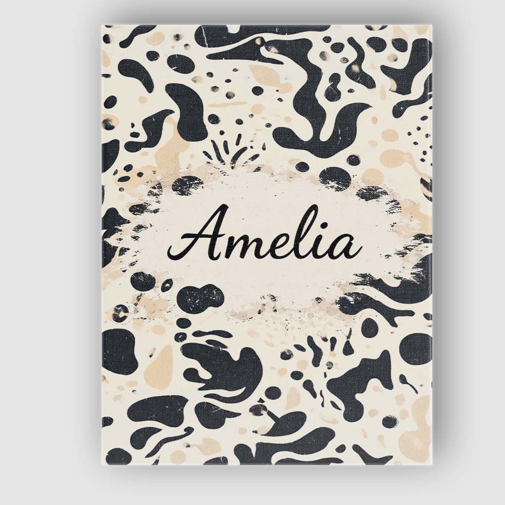 Personalised Name Abstract Organic Blobs Black Beige Modern Artistic Custom  Home Canvas Wall Art Print Decor Picture Ready to Hang
