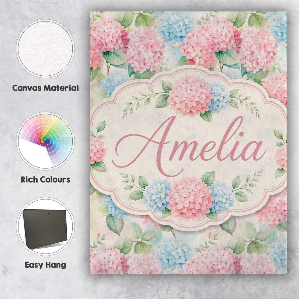 Personalised Name Delicate Pastel Pink and Custom  Unique Gift Idea Elegant Feature Canvas Wall Art Print Decor Picture Ready to Hang