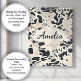 Personalised Name Abstract Organic Blobs Black Beige Modern Artistic Custom  Home Canvas Wall Art Print Decor Picture Ready to Hang