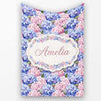 Bold Pink and Blue Hydrangea Blossom Seamless Pattern Lovely  Personalised Custom Name Super Soft Fleece Blanket Bed Sofa Throw