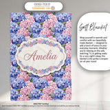 Bold Pink and Blue Hydrangea Blossom Seamless Pattern Lovely  Personalised Custom Name Super Soft Fleece Blanket Bed Sofa Throw
