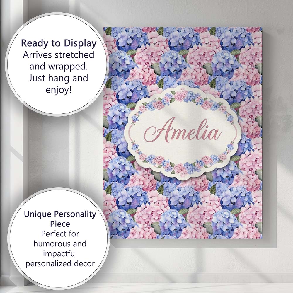 Personalised Name Bold Pink and Blue Custom Premium Decorative Design Modern Room Accent Canvas Wall Art Print Decor Picture Ready to Hang