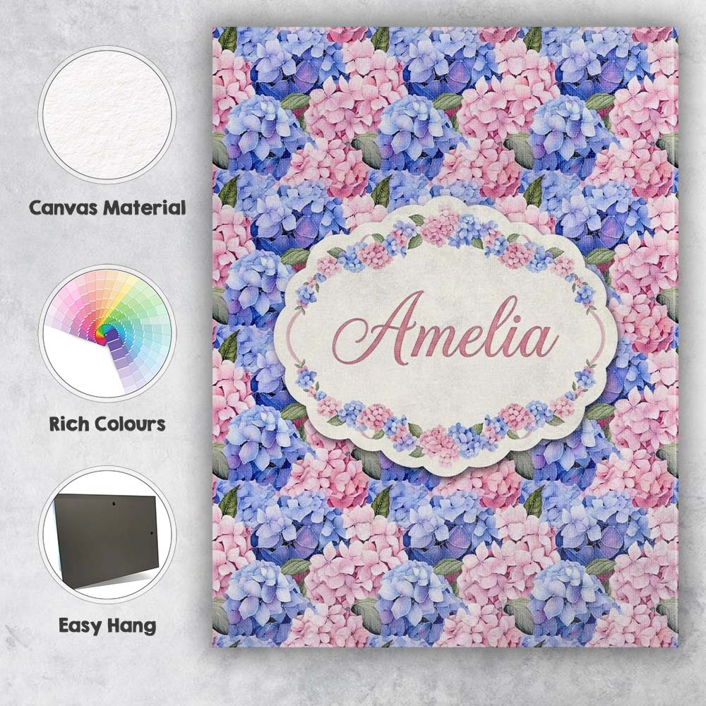 Personalised Name Bold Pink and Blue Custom Premium Decorative Design Modern Room Accent Canvas Wall Art Print Decor Picture Ready to Hang