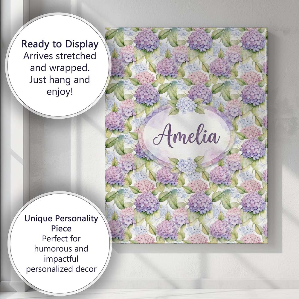 Personalised Name Soft Pastel Purple Pink Custom  Unique Gift Idea Elegant Feature Canvas Wall Art Print Decor Picture Ready to Hang