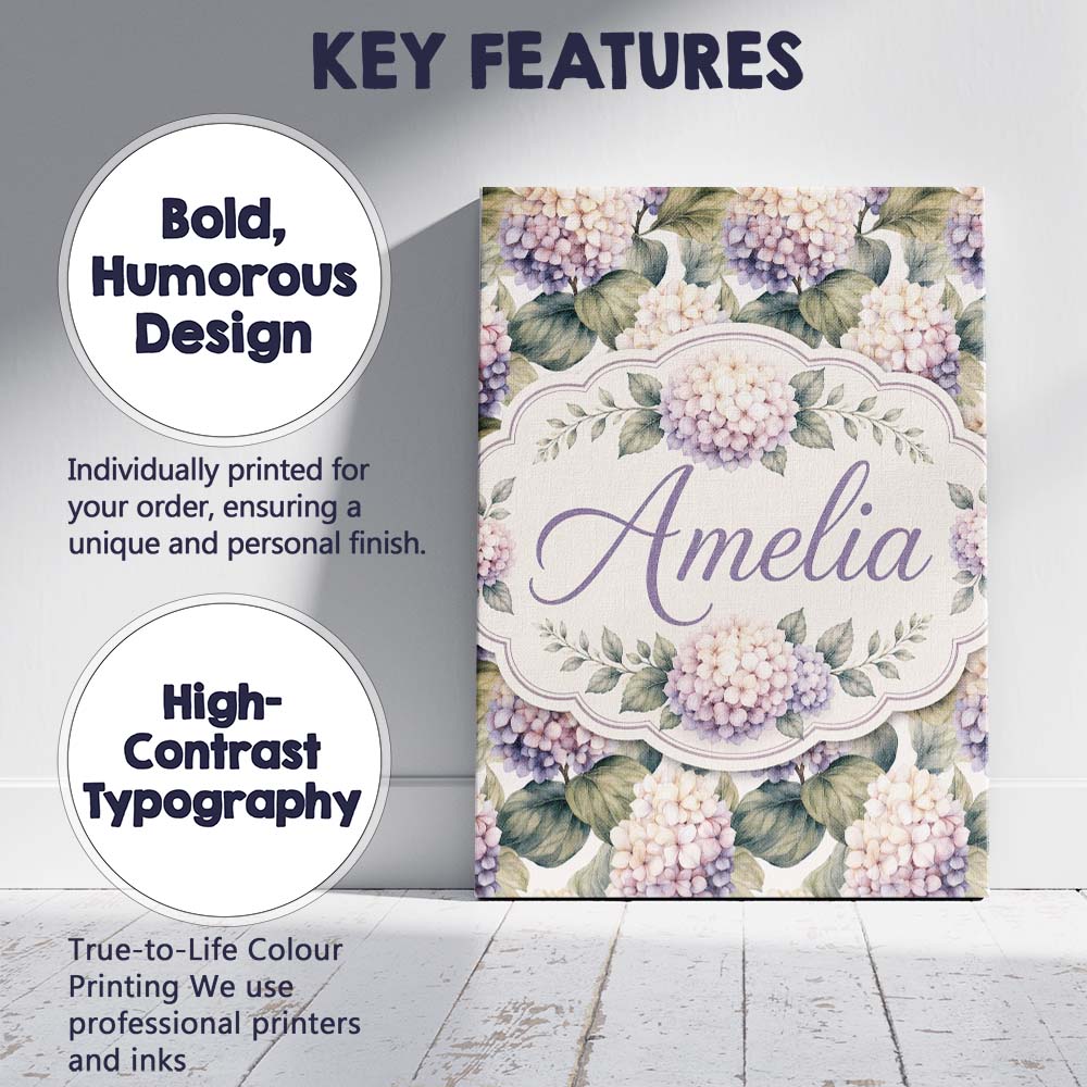 Personalised Name Cream and Lavender Custom Premium Decorative Design Modern Room Accent Canvas Wall Art Print Decor Picture Ready to Hang