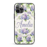 Soft Purple Hydrangea Watercolor Floral Seamless Custom Name Protective Phone Case Mobile Cover Durable Everyday Smartphone Shock Resistant