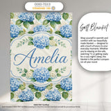 Classic Blue Hydrangea Garden Floral Seamless Pattern Lovely  Personalised Custom Name Super Soft Fleece Blanket Bed Sofa Throw