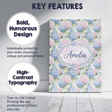 Personalised Name Pastel Blue and Pink Custom  Modern Room Accent Elegant Feature Canvas Wall Art Print Decor Picture Ready to Hang