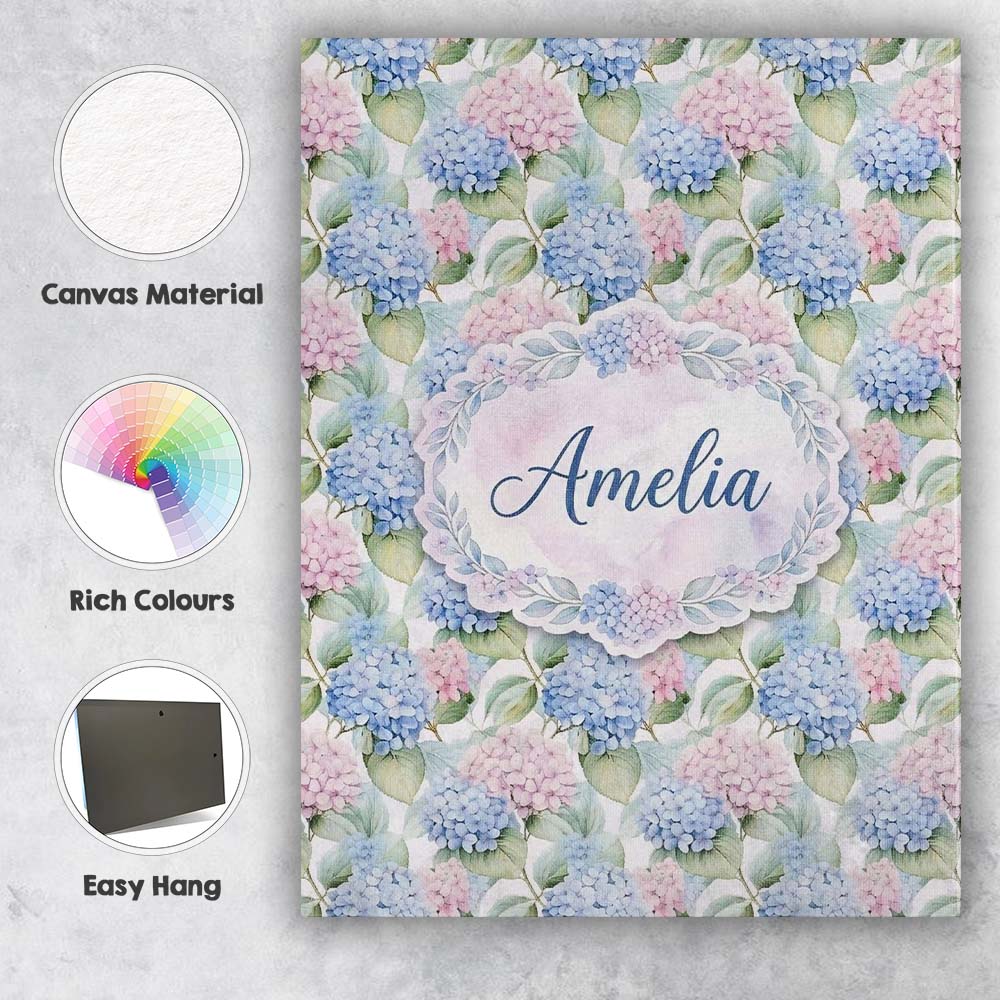 Personalised Name Pastel Blue and Pink Custom  Modern Room Accent Elegant Feature Canvas Wall Art Print Decor Picture Ready to Hang