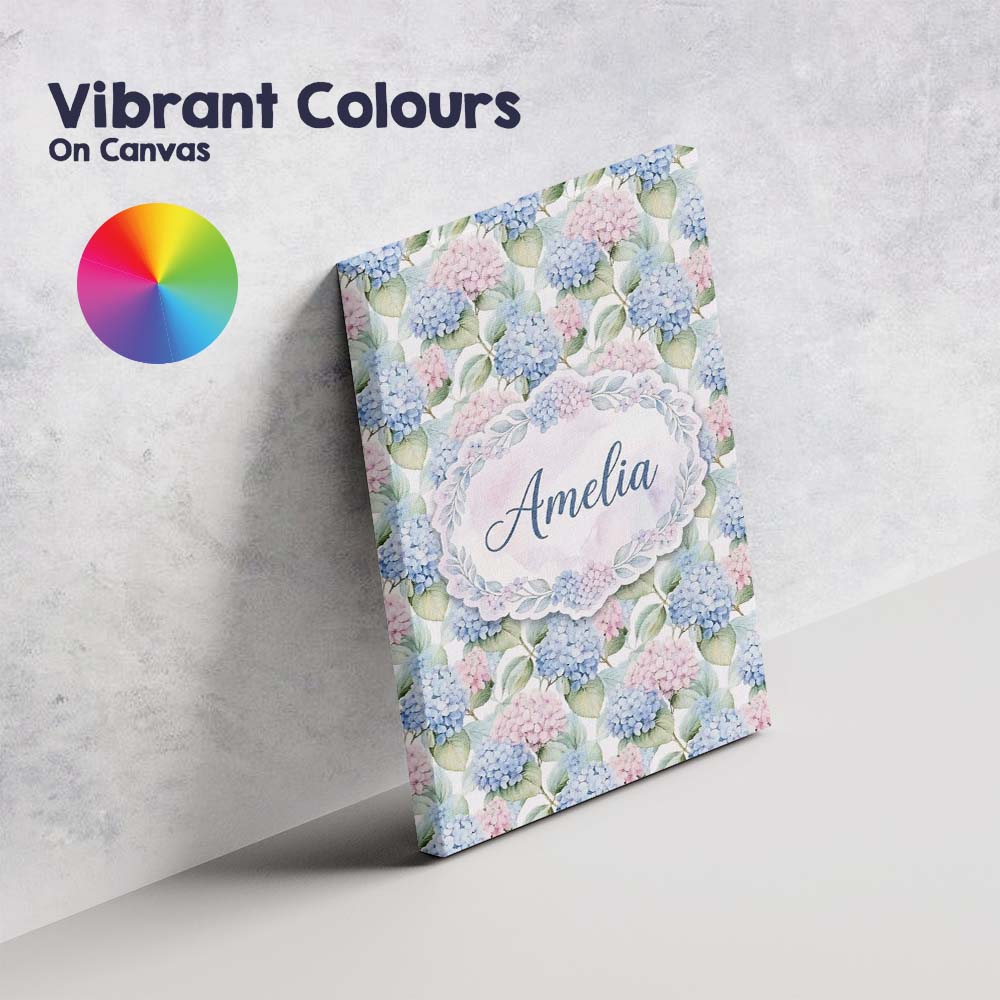 Personalised Name Pastel Blue and Pink Custom  Modern Room Accent Elegant Feature Canvas Wall Art Print Decor Picture Ready to Hang