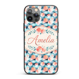 Abstract Coral and Teal Watercolor Printed Design Custom Name Protective Phone Case Mobile Cover Durable Everyday Smartphone Shock Resistant
