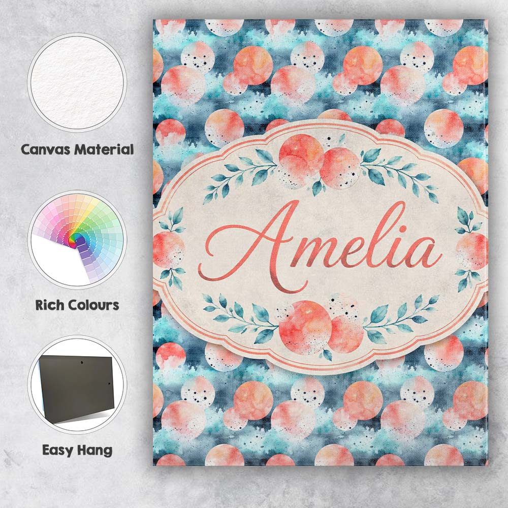 Personalised Name Abstract Coral and Teal Custom  Unique Gift Idea Elegant Feature Canvas Wall Art Print Decor Picture Ready to Hang