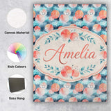 Personalised Name Abstract Coral and Teal Custom  Unique Gift Idea Elegant Feature Canvas Wall Art Print Decor Picture Ready to Hang
